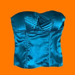00's vintage teal satin bustier y2k corset top XS wet seal